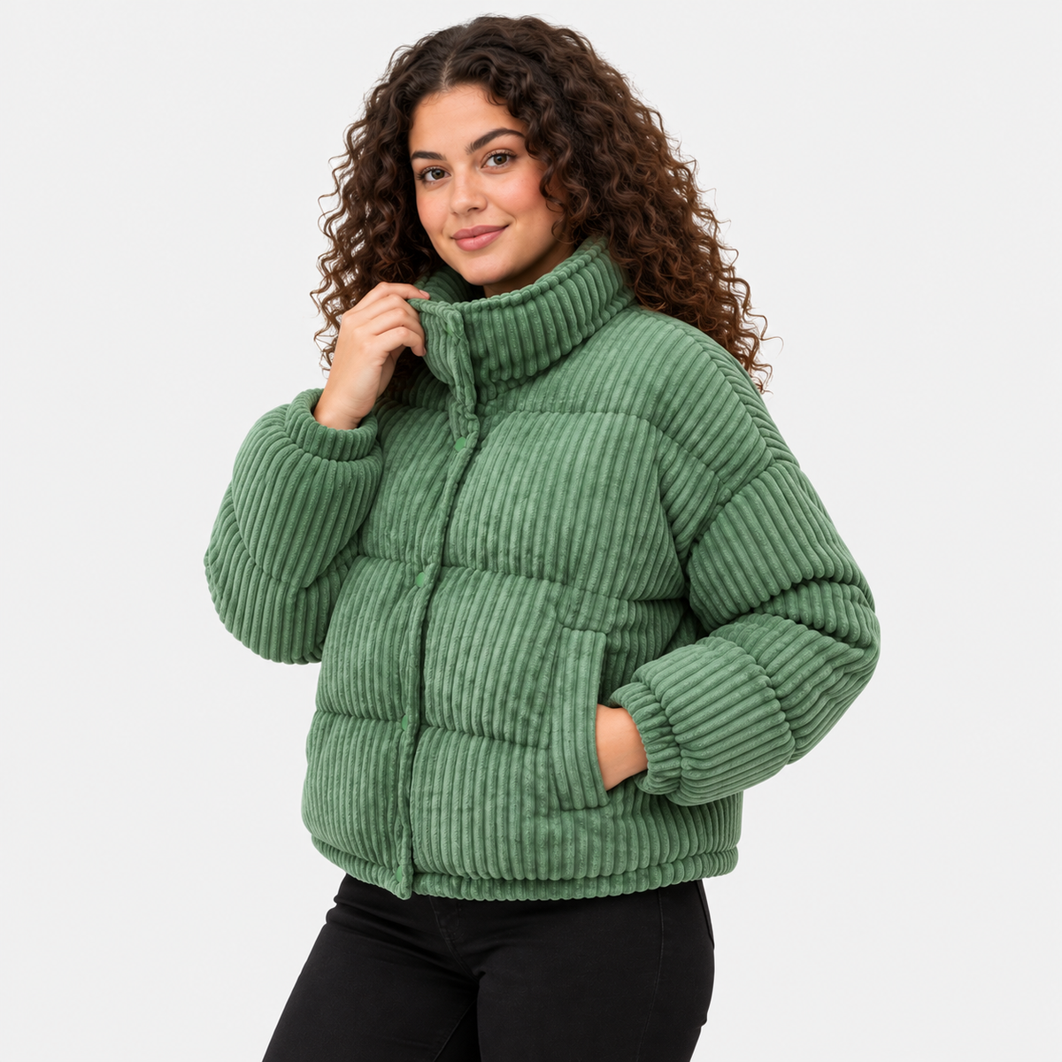 NAJAS | Women's Corduroy Puffer Jacket with Padded Lining