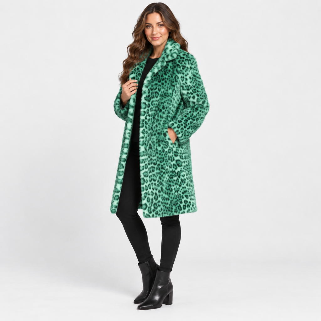 NAJAS | Women’s Leopard Print Coat Soft Plush Casual Fall Jacket