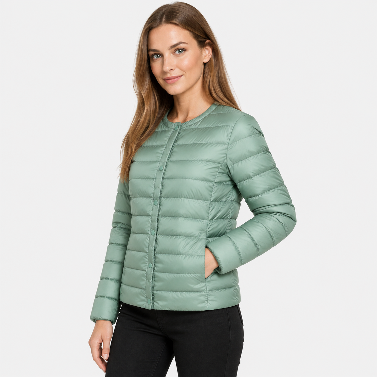 NAJAS | Women’s Down Jacket Lightweight Short Collarless Winter Coat