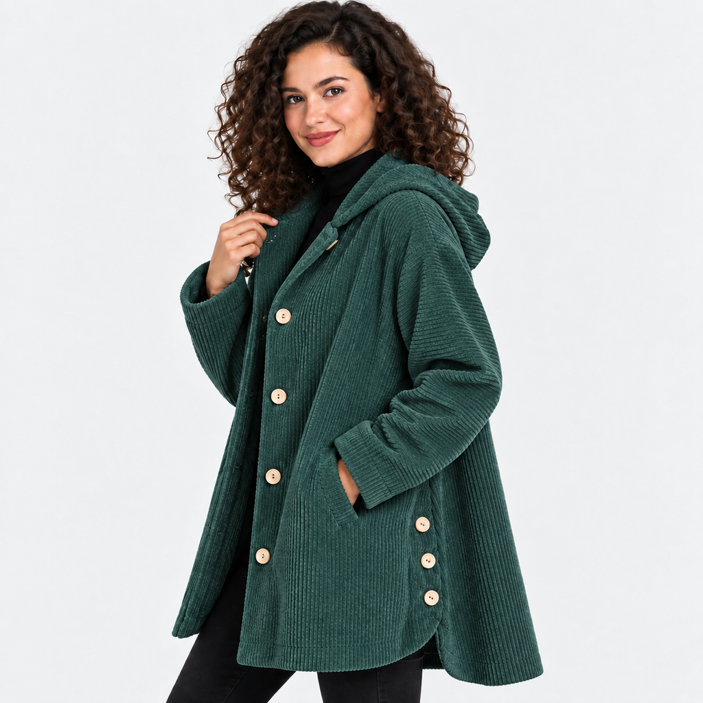 NAJAS | Women’s Corduroy Jacket Hooded Warm Pocket Fall Winter Coat