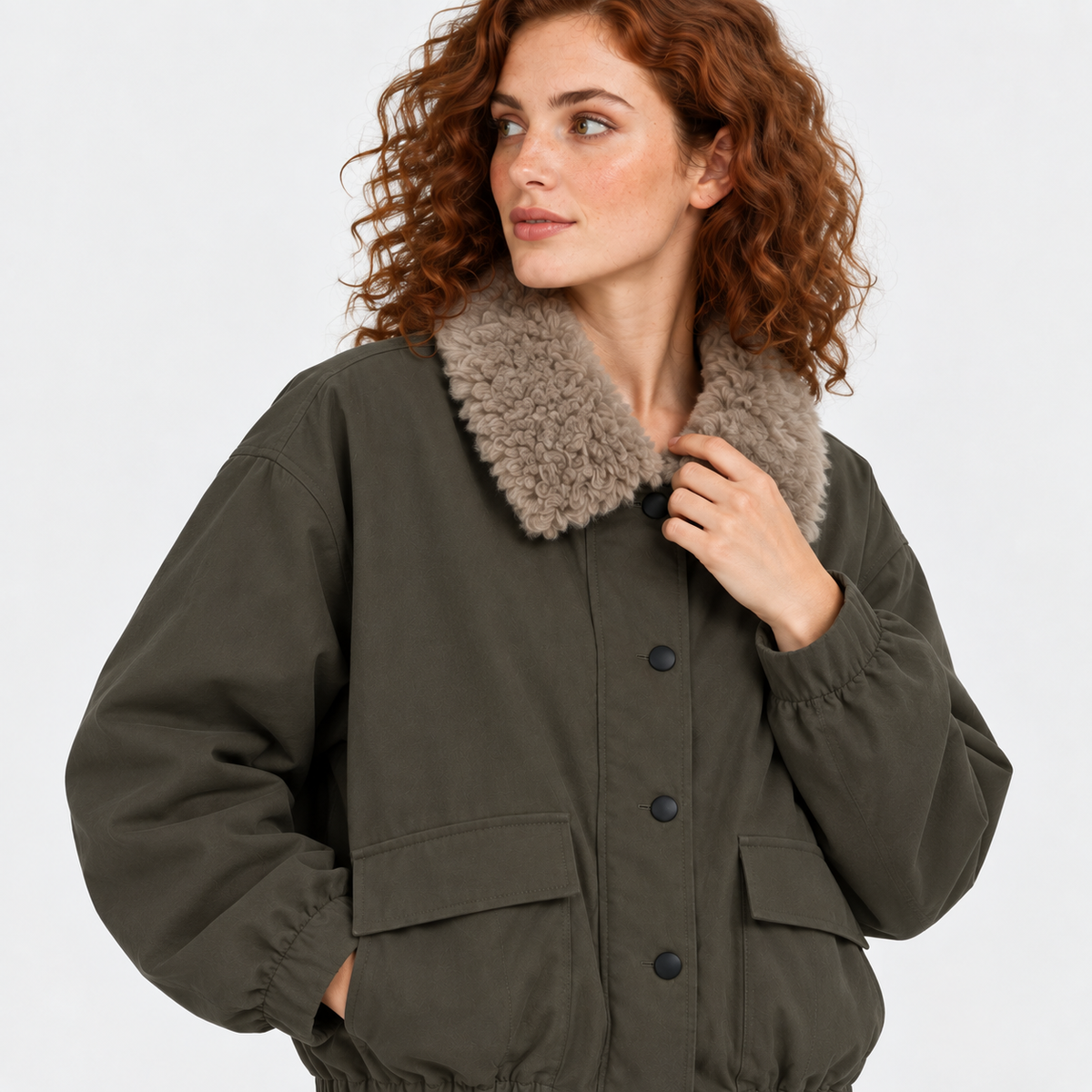 NAJAS | Women’s Fur Collar Jacket Vintage Winter Warm Short Outerwear