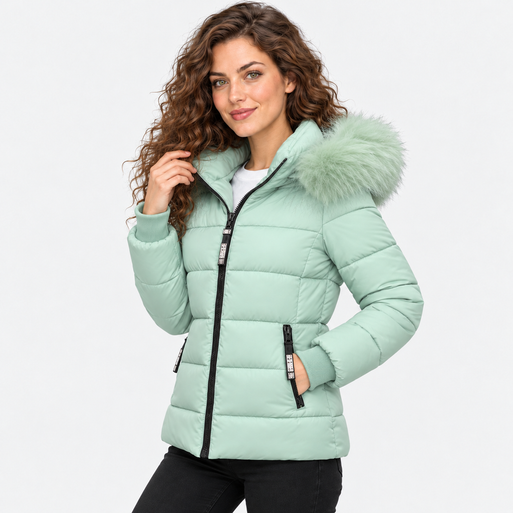NAJAS | Women's Plus Size Padded Winter Coat with Fur Collar