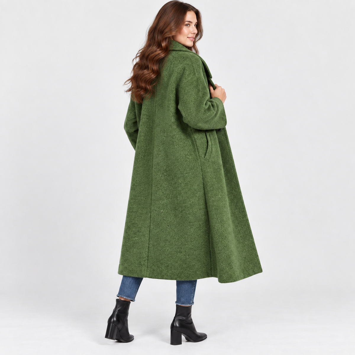 NAJAS | Women’s Long Wool Style Overcoat Lapel Winter Coat