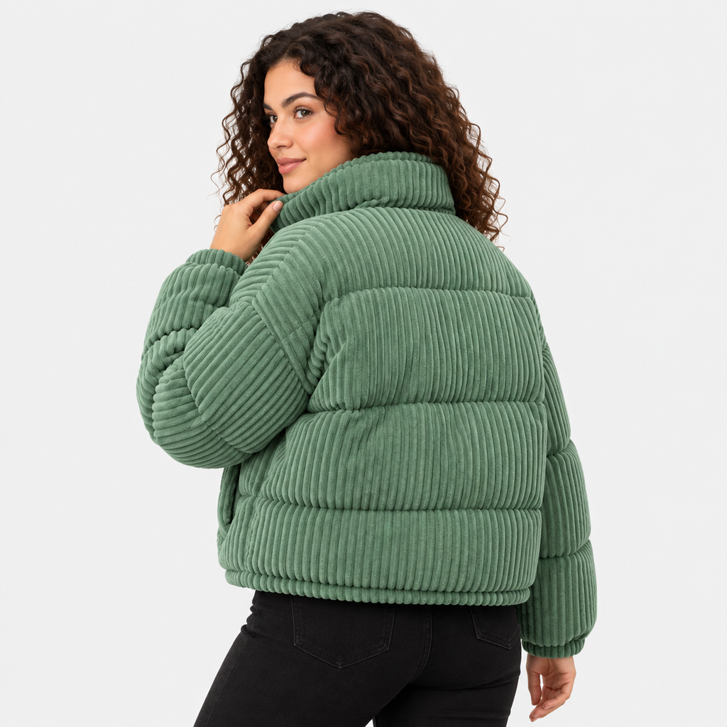 NAJAS | Women's Corduroy Puffer Jacket with Padded Lining