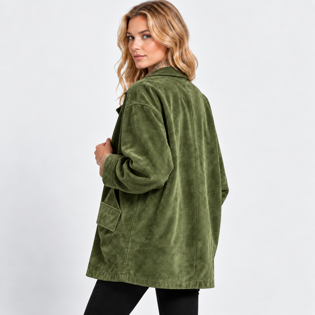 NAJAS | Women’s Suede Velvet Coat Mid Length Elegant Casual Outerwear