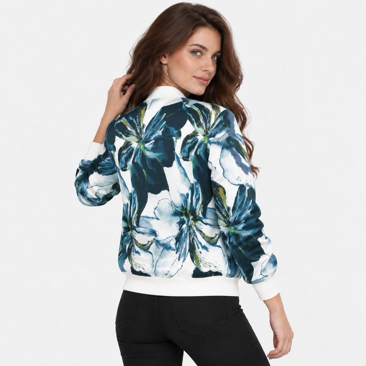 NAJAS | Women’s Floral Jacket Zipper Long Sleeve Commuter Coat