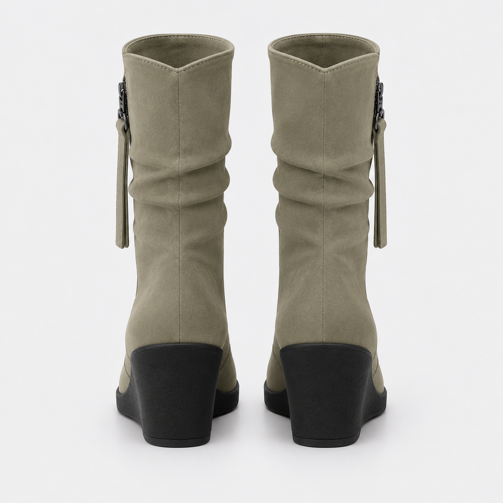 NAJAS | Women’s Suede Chelsea Boots Wedge Heel Waterproof Platform Shoes