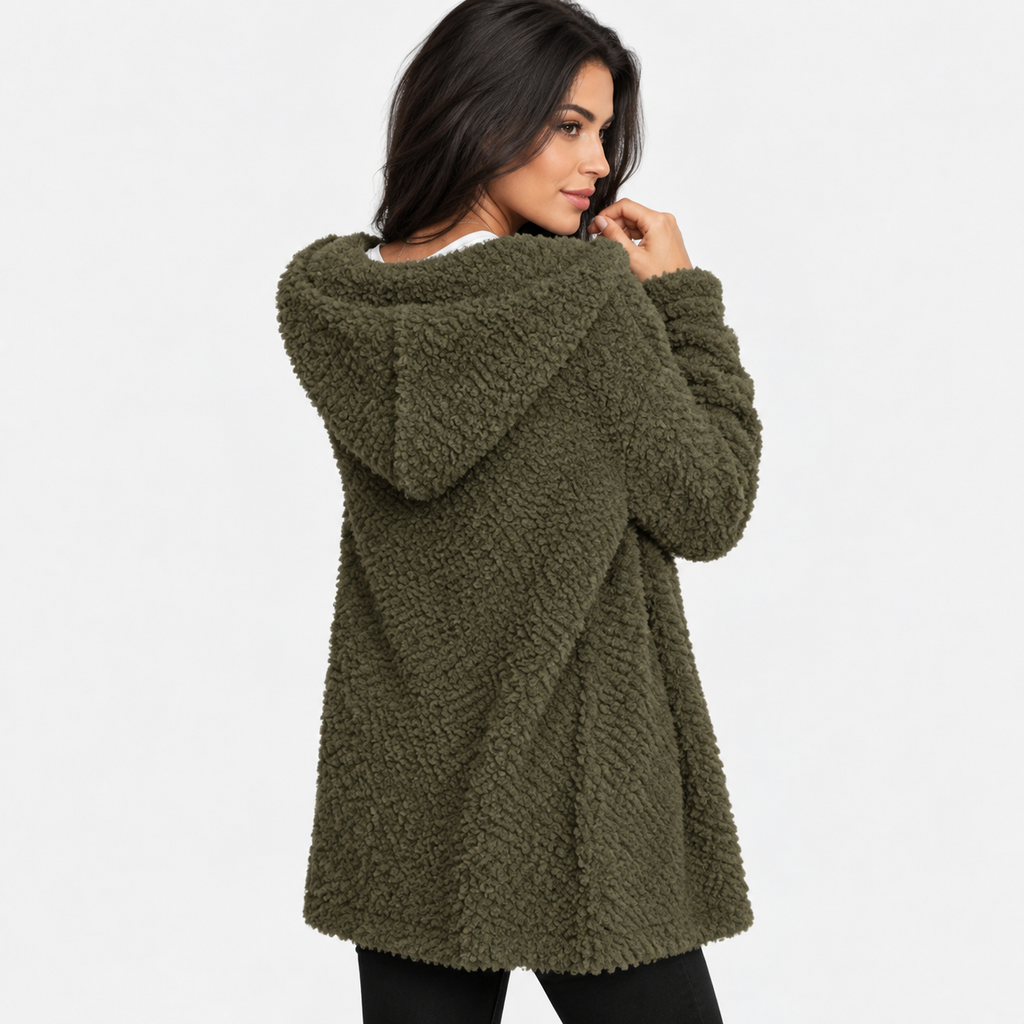 NAJAS | Women's Cotton Blend Hooded Cardigan Jacket with Loose Fit