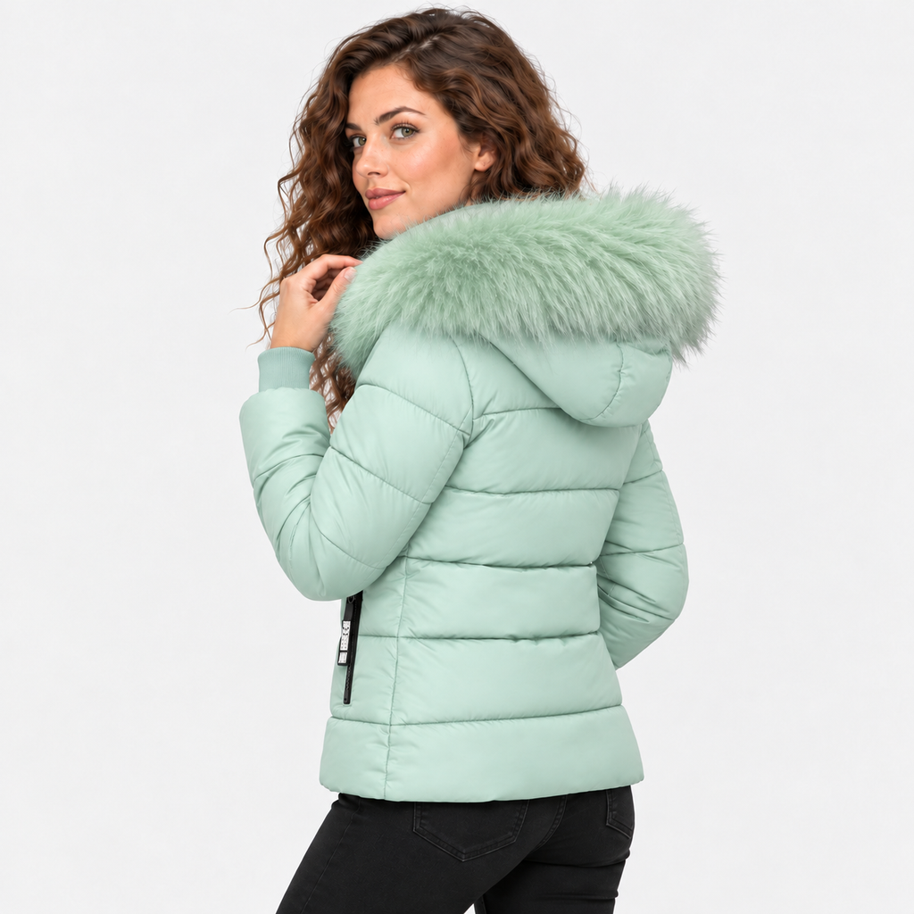 NAJAS | Women's Plus Size Padded Winter Coat with Fur Collar