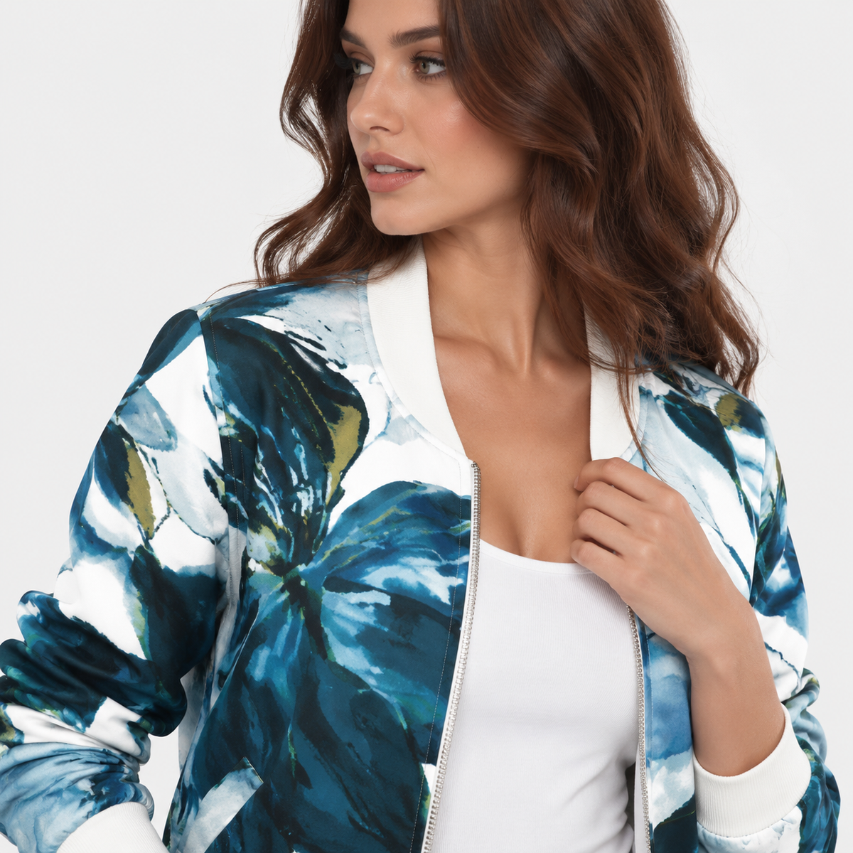 NAJAS | Women’s Floral Jacket Zipper Long Sleeve Commuter Coat