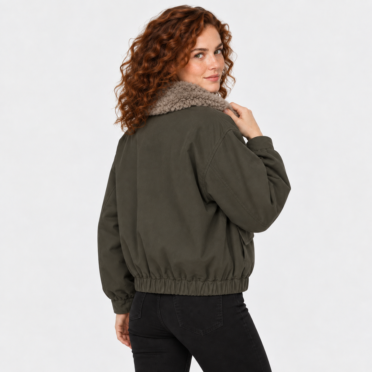 NAJAS | Women’s Fur Collar Jacket Vintage Winter Warm Short Outerwear