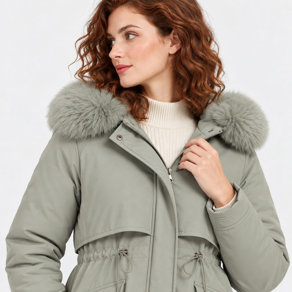 NAJAS | Women's Fur Lined Hooded Winter Parka with Loose Fit
