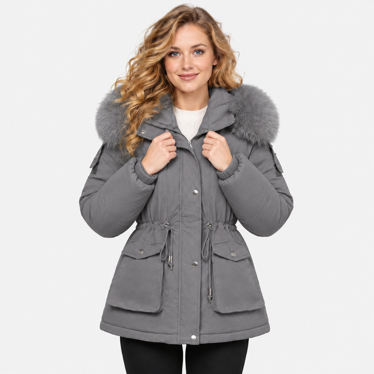 NAJAS | Women’s Velvet Padded Winter Jacket Thick Warm Casual Coat