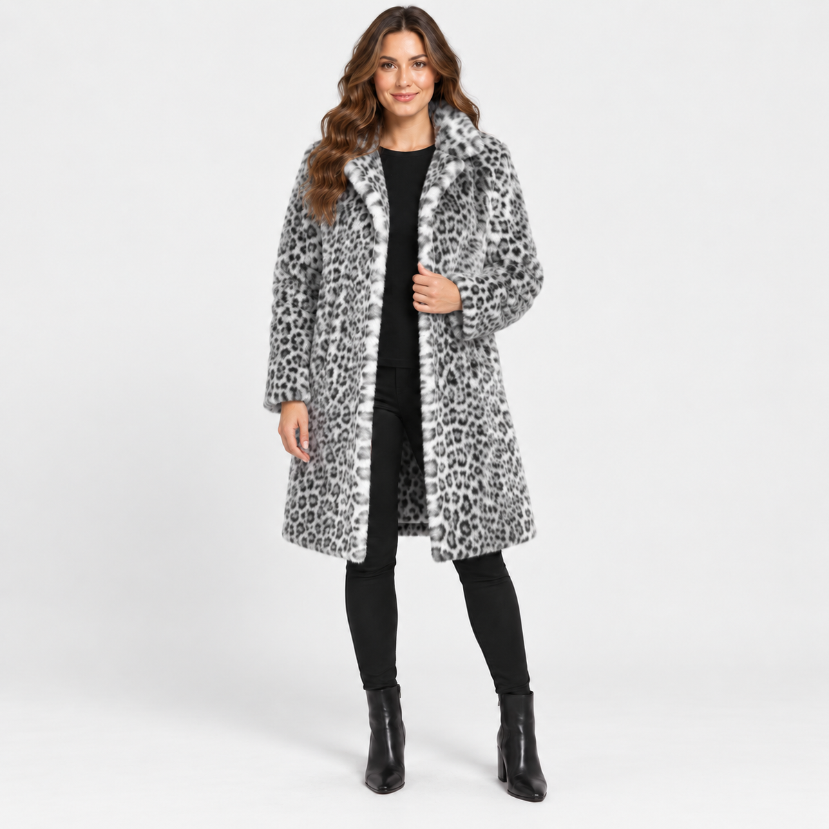 NAJAS | Women’s Leopard Print Coat Soft Plush Casual Fall Jacket