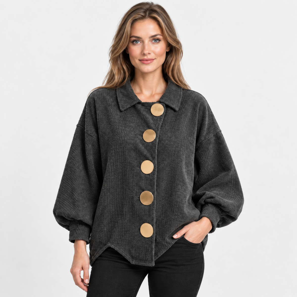 NAJAS | Women’s Corduroy Jacket Oversized Button Vintage Fall Outerwear