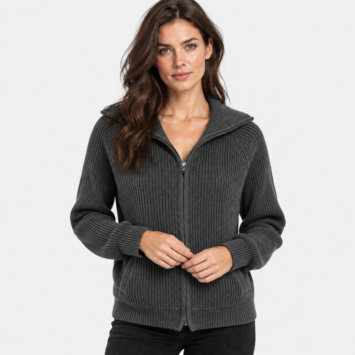 NAJAS | Women’s Knitted Sweater Jacket Warm Striped Casual Outerwear