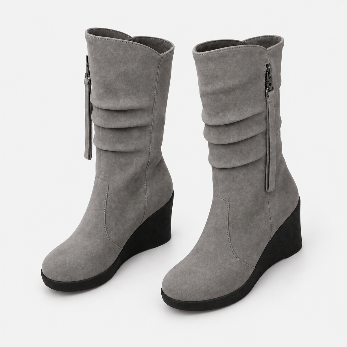 NAJAS | Women’s Suede Chelsea Boots Wedge Heel Waterproof Platform Shoes