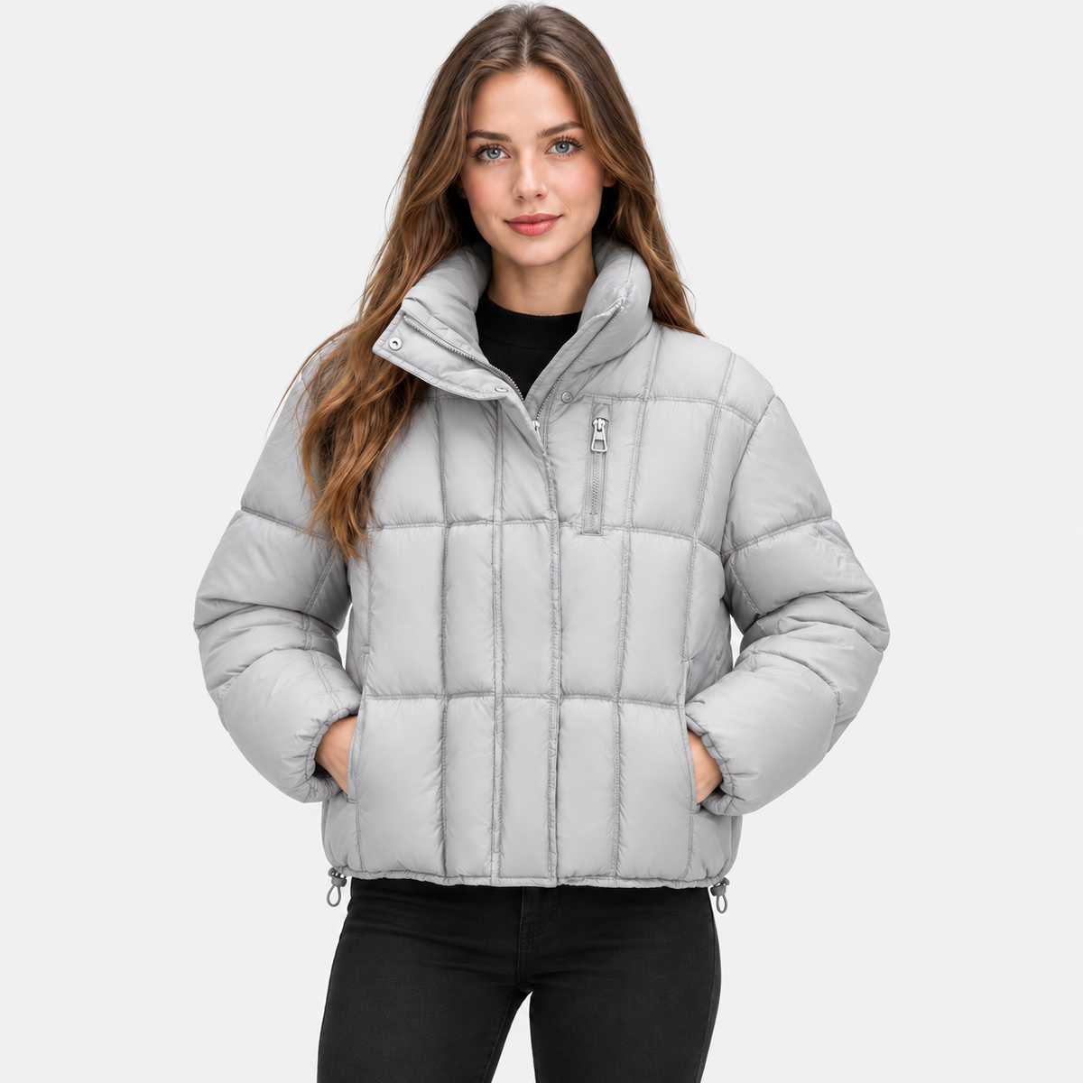 NAJAS | Women’s Loose Fit Puffer Coat Pocket Detail Casual Jacket