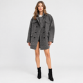 NAJAS | Women’s Wool Blend Coat Double Breasted Plaid British Style Jacket