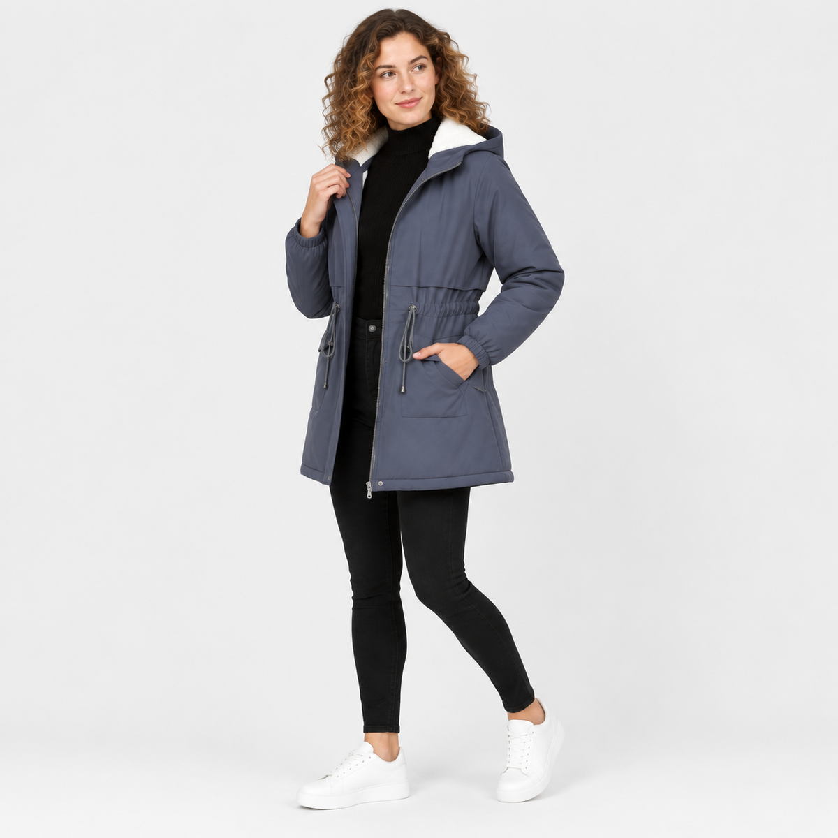 NAJAS | Women’s Fleece Lined Trench Coat Mid Length Winter Jacket