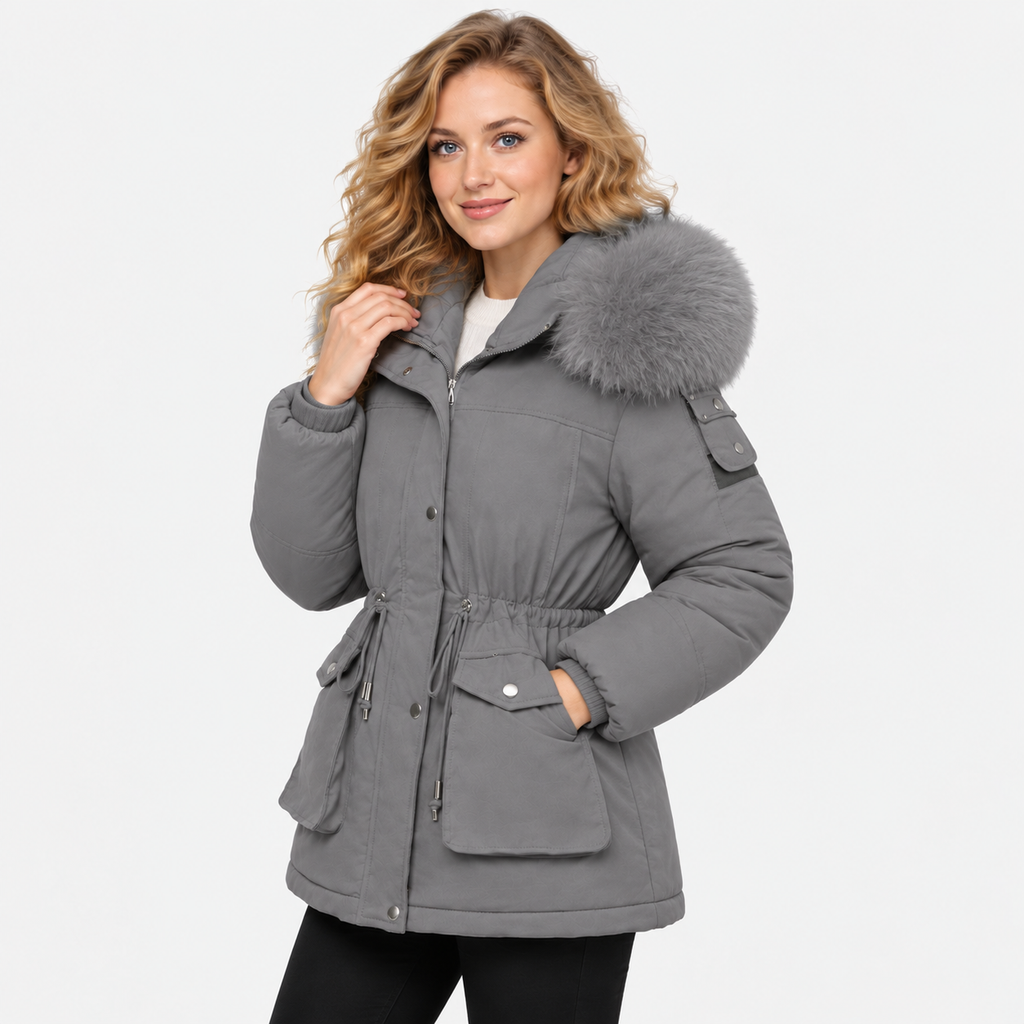 NAJAS | Women’s Velvet Padded Winter Jacket Thick Warm Casual Coat