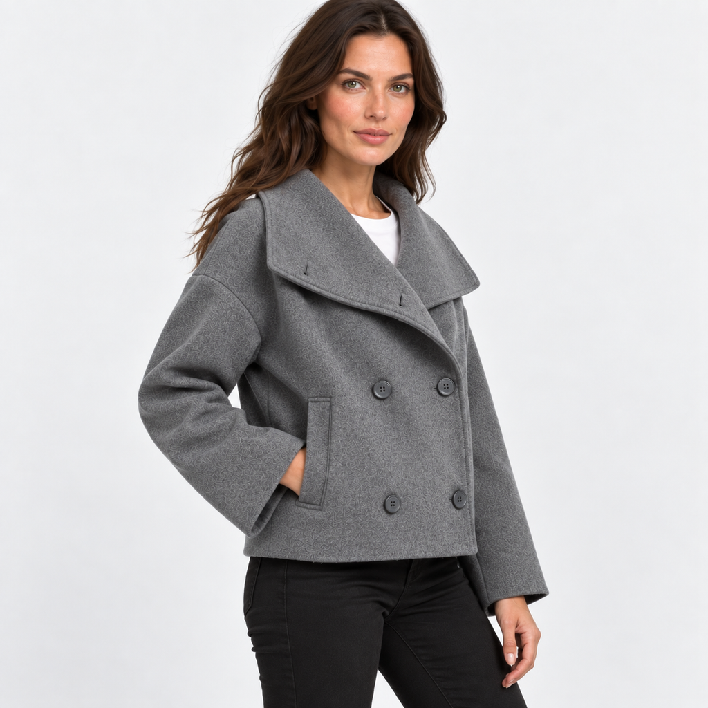 NAJAS | Women’s Double Breasted Coat Stand Collar Elegant Outerwear