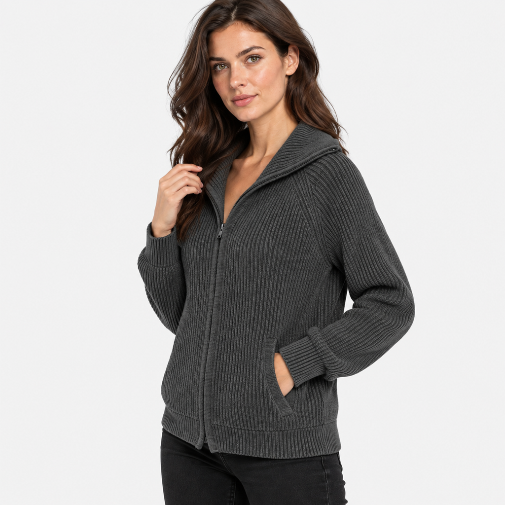NAJAS | Women’s Knitted Sweater Jacket Warm Striped Casual Outerwear
