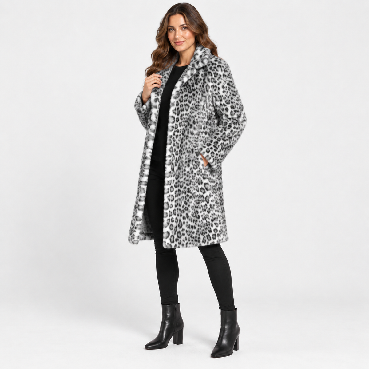 NAJAS | Women’s Leopard Print Coat Soft Plush Casual Fall Jacket