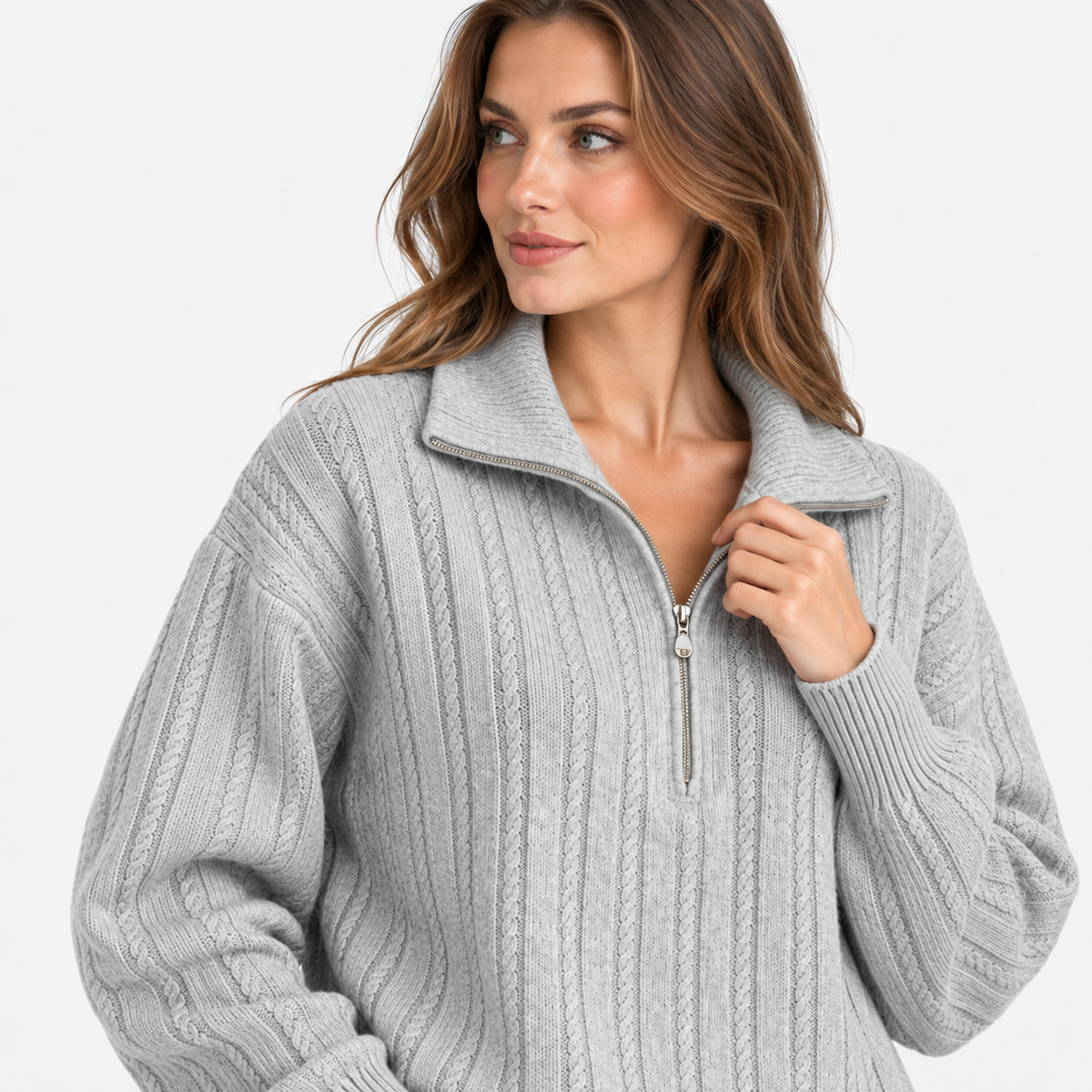 NAJAS | Women’s Knit Sweater Zip Up Pullover Thick Warm Casual Top