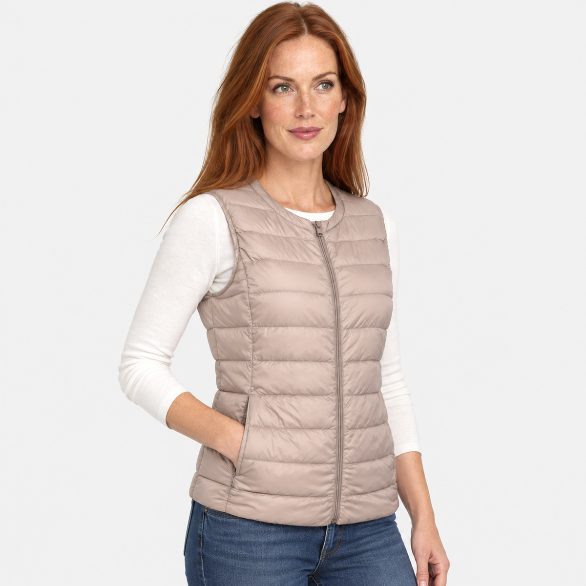 NAJAS | Women’s Down Vest Collarless Lightweight Fall Winter Outerwear