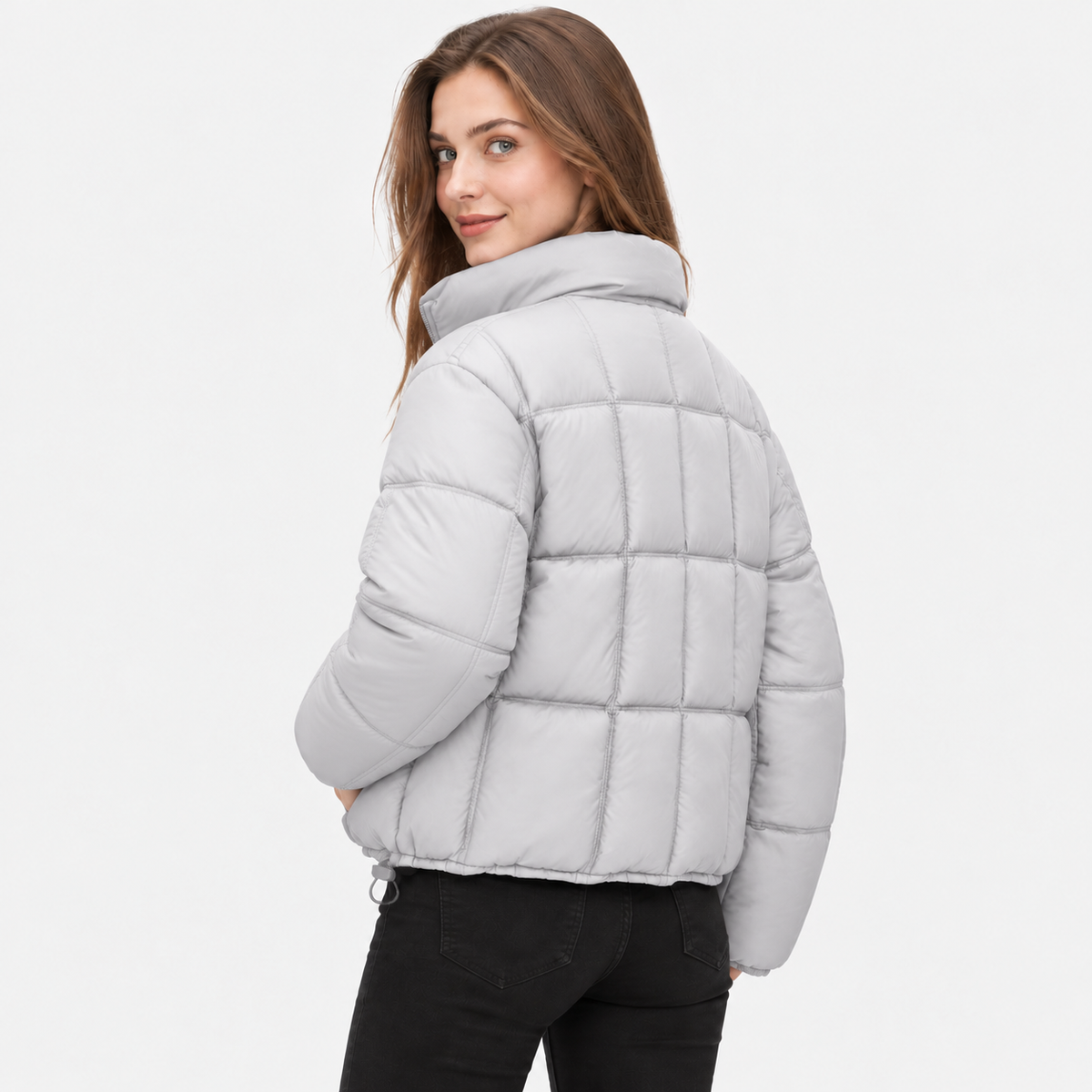 NAJAS | Women’s Loose Fit Puffer Coat Pocket Detail Casual Jacket