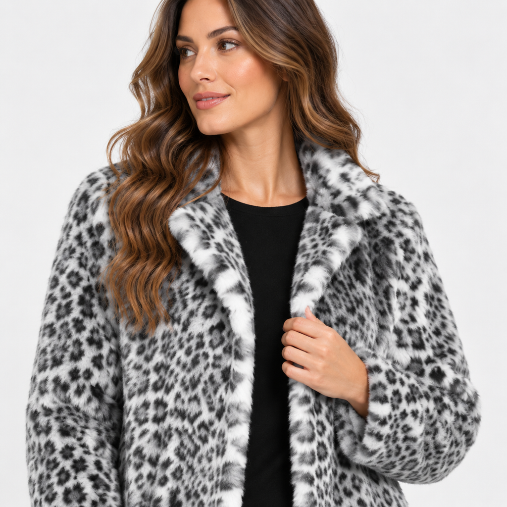 NAJAS | Women’s Leopard Print Coat Soft Plush Casual Fall Jacket