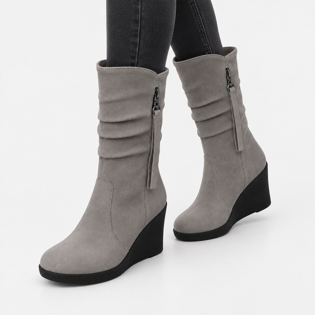 NAJAS | Women’s Suede Chelsea Boots Wedge Heel Waterproof Platform Shoes