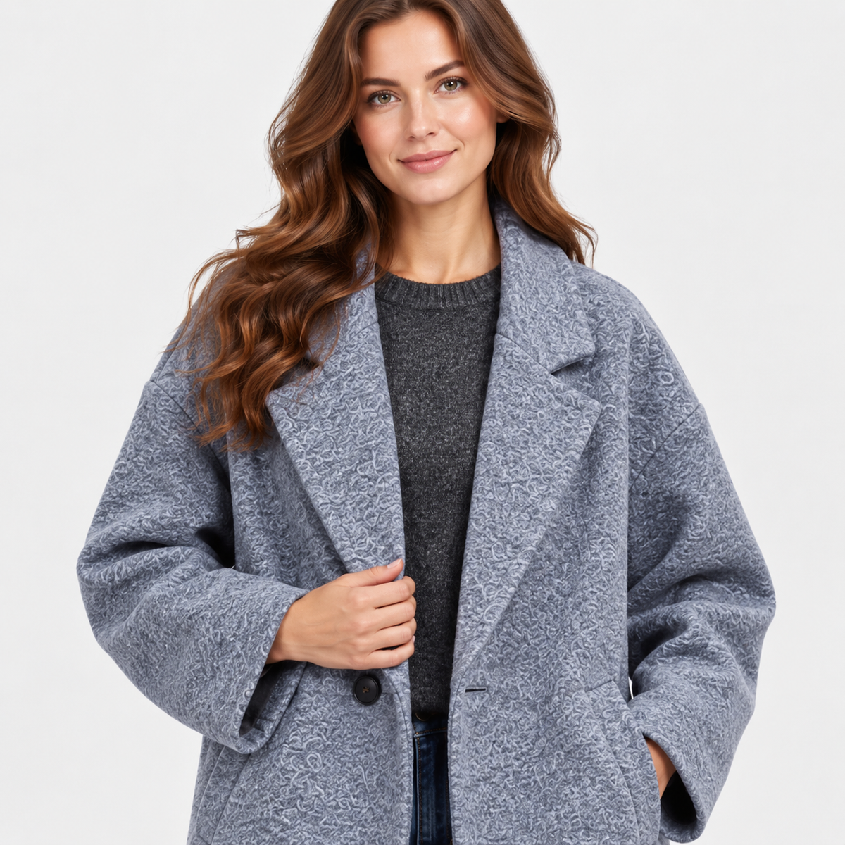 NAJAS | Women’s Long Wool Style Overcoat Lapel Winter Coat