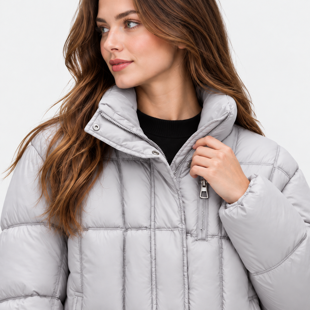 NAJAS | Women’s Loose Fit Puffer Coat Pocket Detail Casual Jacket