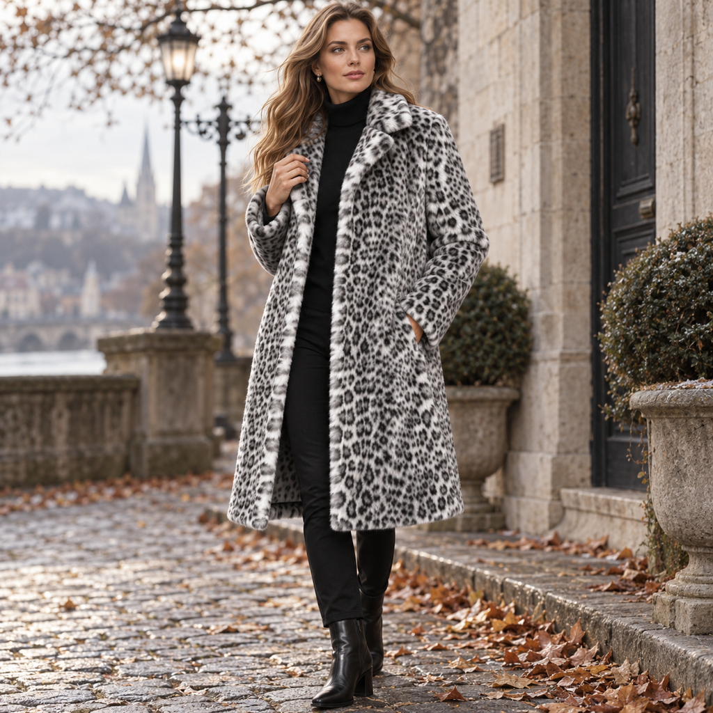 NAJAS | Women’s Leopard Print Coat Soft Plush Casual Fall Jacket