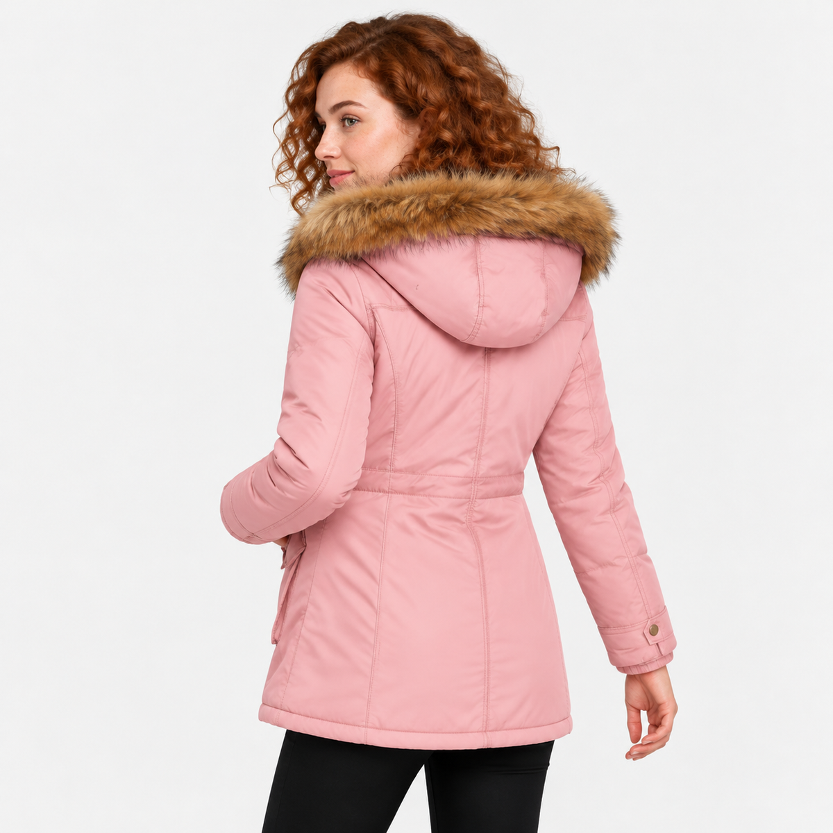 NAJAS | Women's Cotton Parka Jacket Fur Collar Hooded Winter Coat