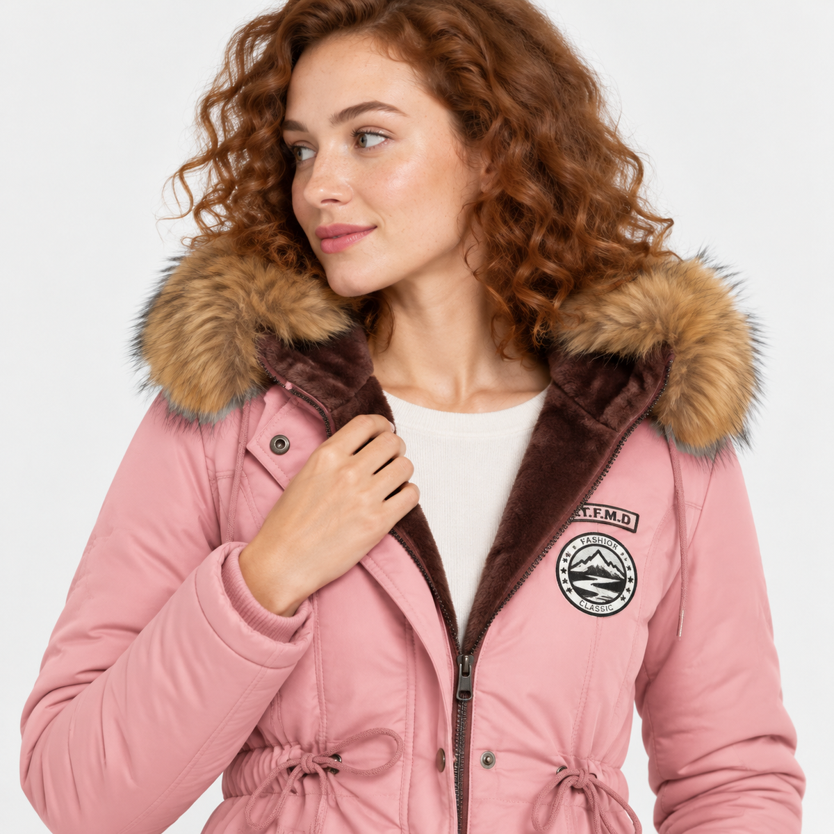 NAJAS | Women's Cotton Parka Jacket Fur Collar Hooded Winter Coat
