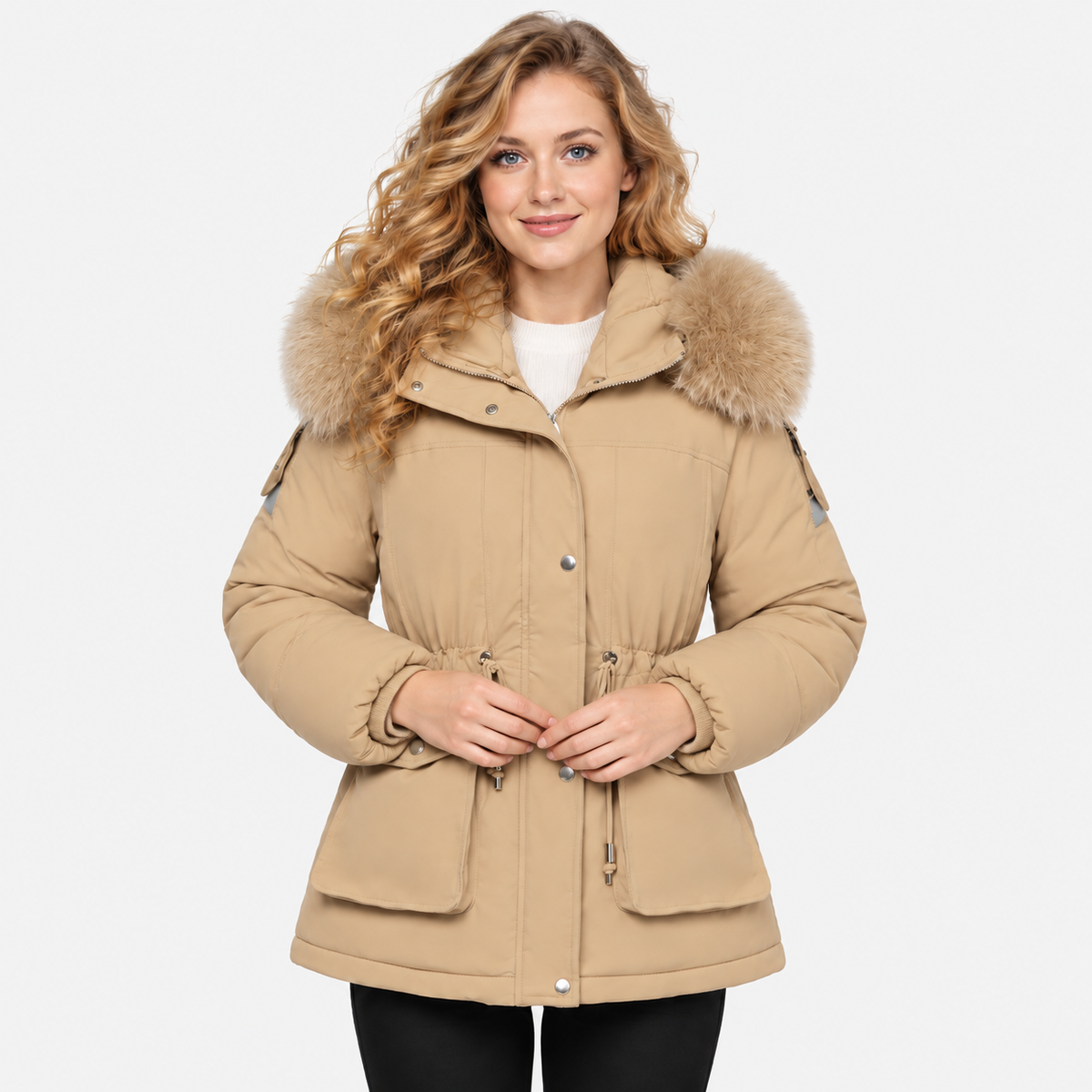 NAJAS | Women’s Velvet Padded Winter Jacket Thick Warm Casual Coat