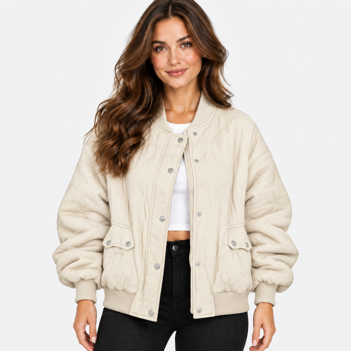 NAJAS | Women’s Quilted Jacket Long Sleeve Casual Winter Outerwear
