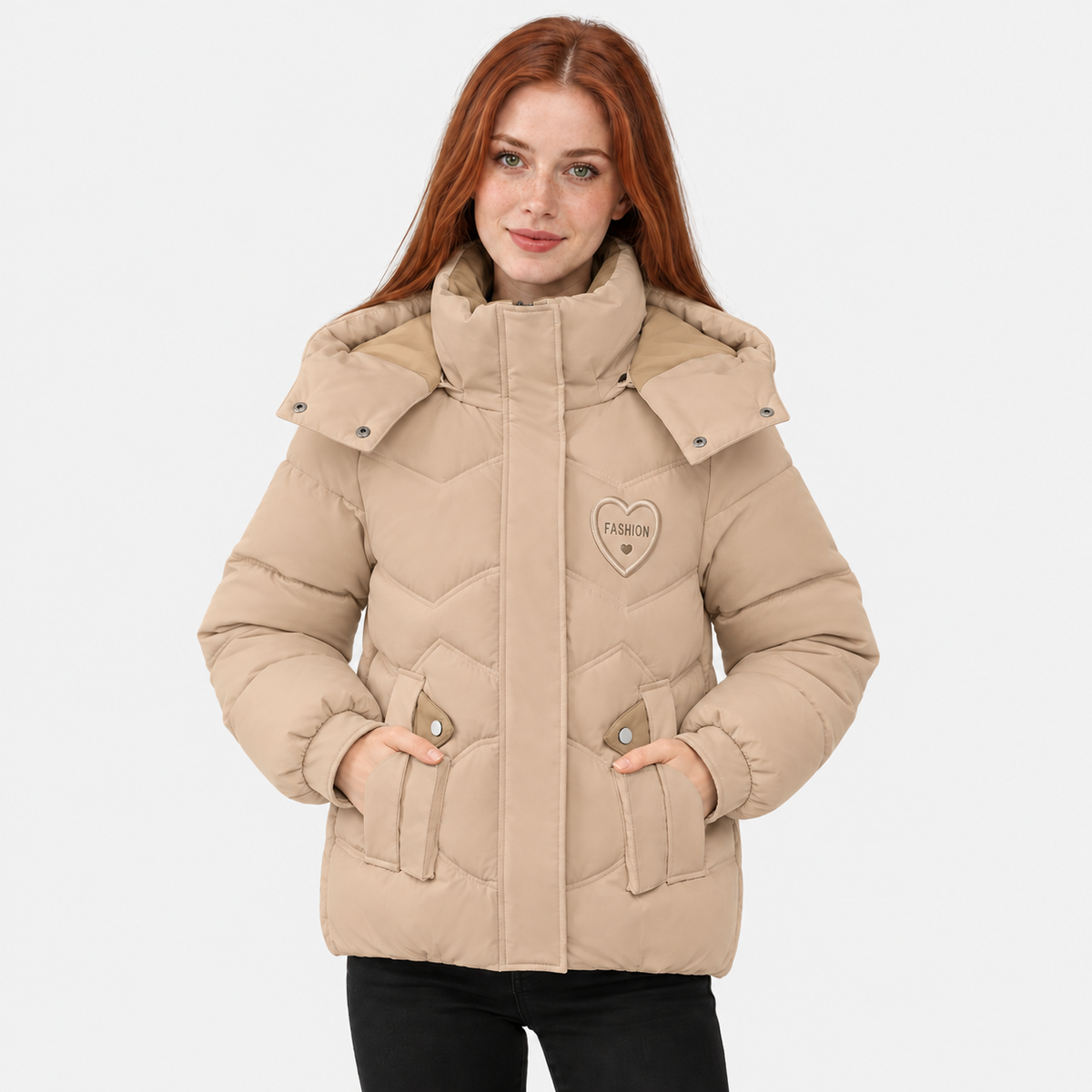 NAJAS | Women's Padded Jacket Thick Cotton Filled Short Winter Coat