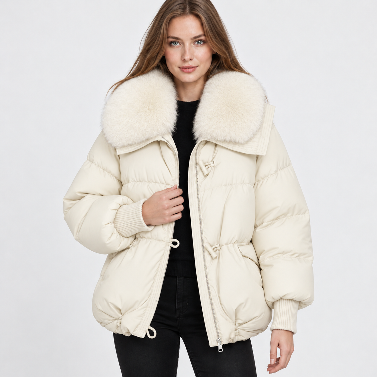 NAJAS | Women's Fur Collar Winter Jacket Warm Padded Short Coat