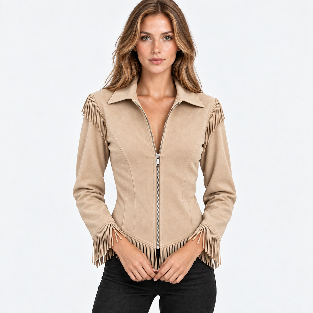 NAJAS | Women’s Vintage Tassel Jacket Slim Fit Fashion Coat
