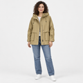 NAJAS | Women’s Printed Jacket Light Khaki A Line Commuter Coat