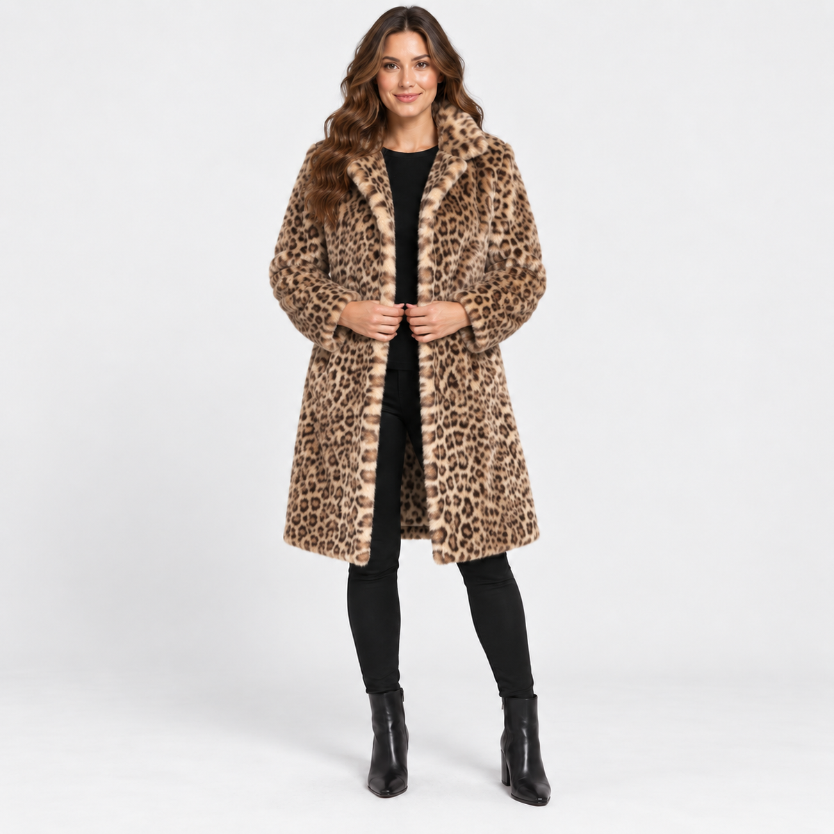 NAJAS | Women’s Leopard Print Coat Soft Plush Casual Fall Jacket