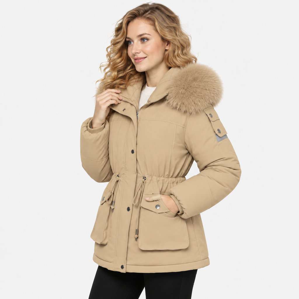 NAJAS | Women’s Velvet Padded Winter Jacket Thick Warm Casual Coat