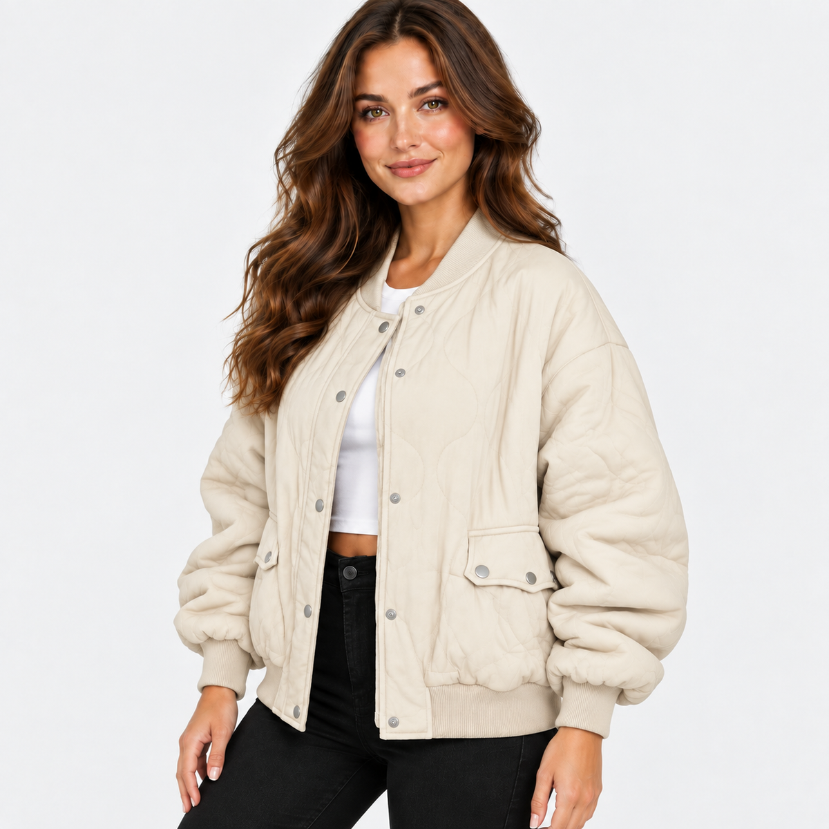 NAJAS | Women’s Quilted Jacket Long Sleeve Casual Winter Outerwear