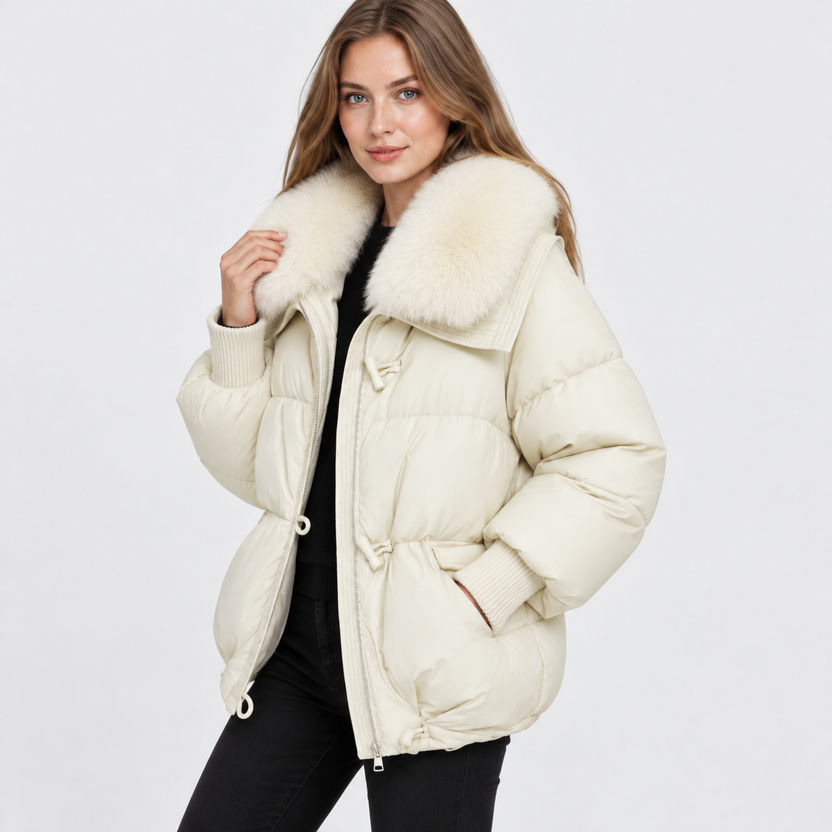 NAJAS | Women's Fur Collar Winter Jacket Warm Padded Short Coat