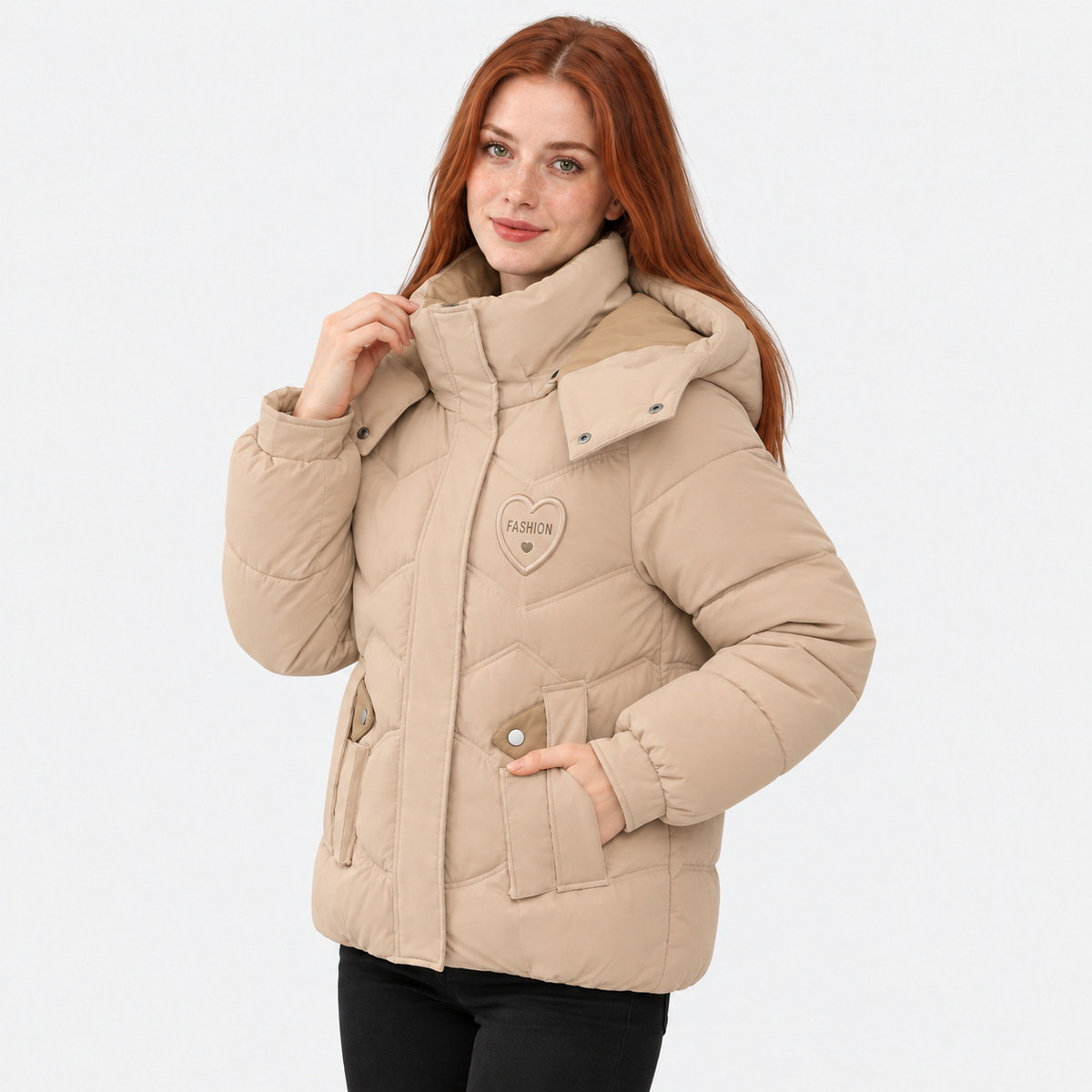NAJAS | Women's Padded Jacket Thick Cotton Filled Short Winter Coat