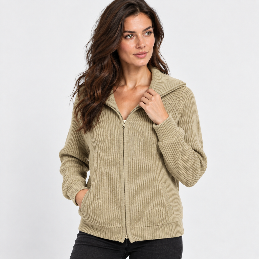 NAJAS | Women’s Knitted Sweater Jacket Warm Striped Casual Outerwear